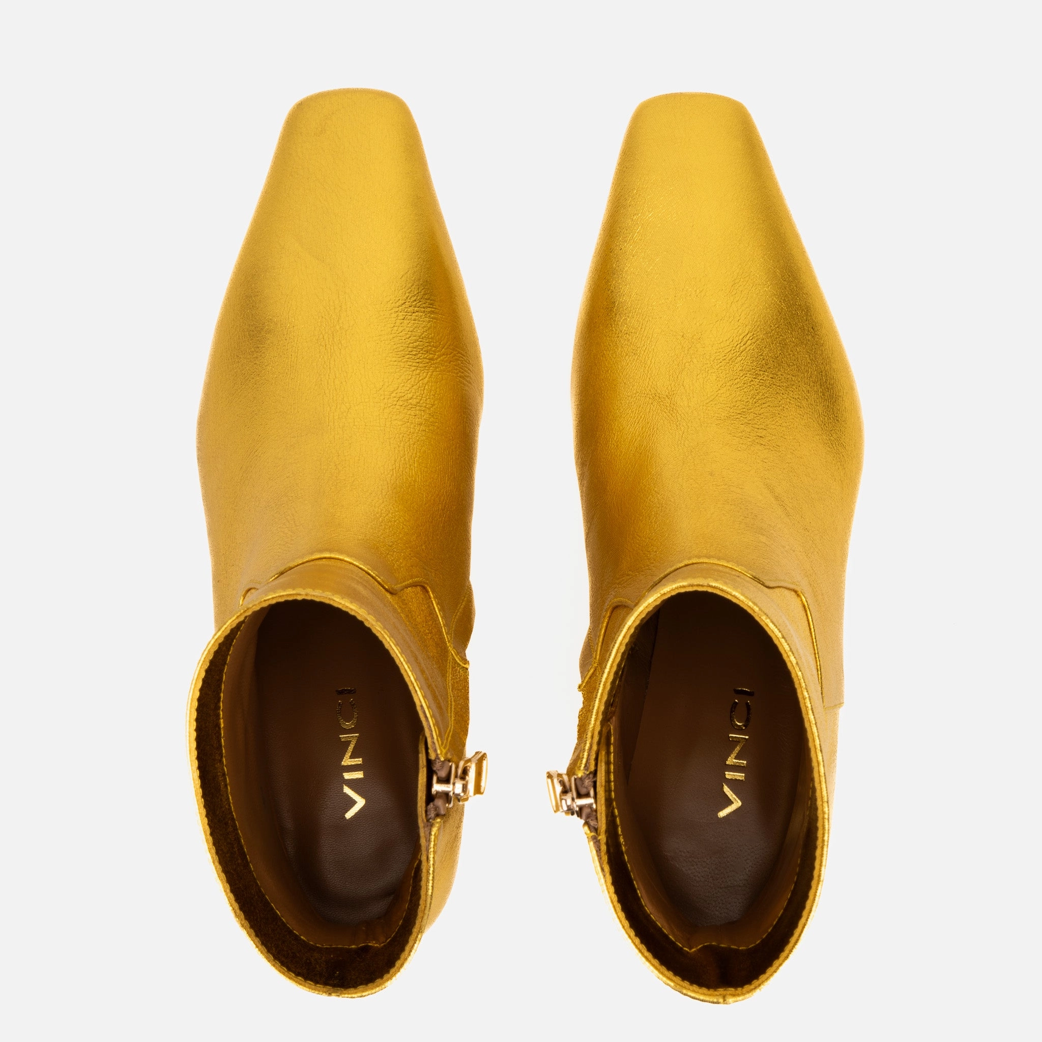 The Golden Glow Gold Leather Kitten Heel Women Boot Ankle Boots To Wear With Leggings