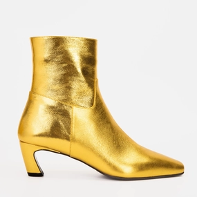 Boots Etc The Golden Glow Gold Leather Kitten Heel Women Boot