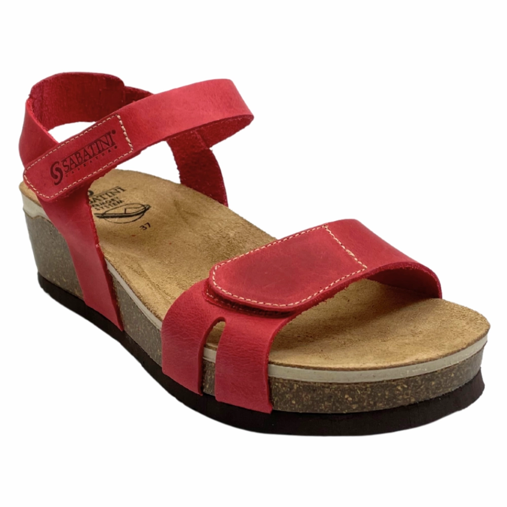 Wedge Heel Closed Toe Sandals Sabatini Ines Rosso Crazy Sandal (Women's)