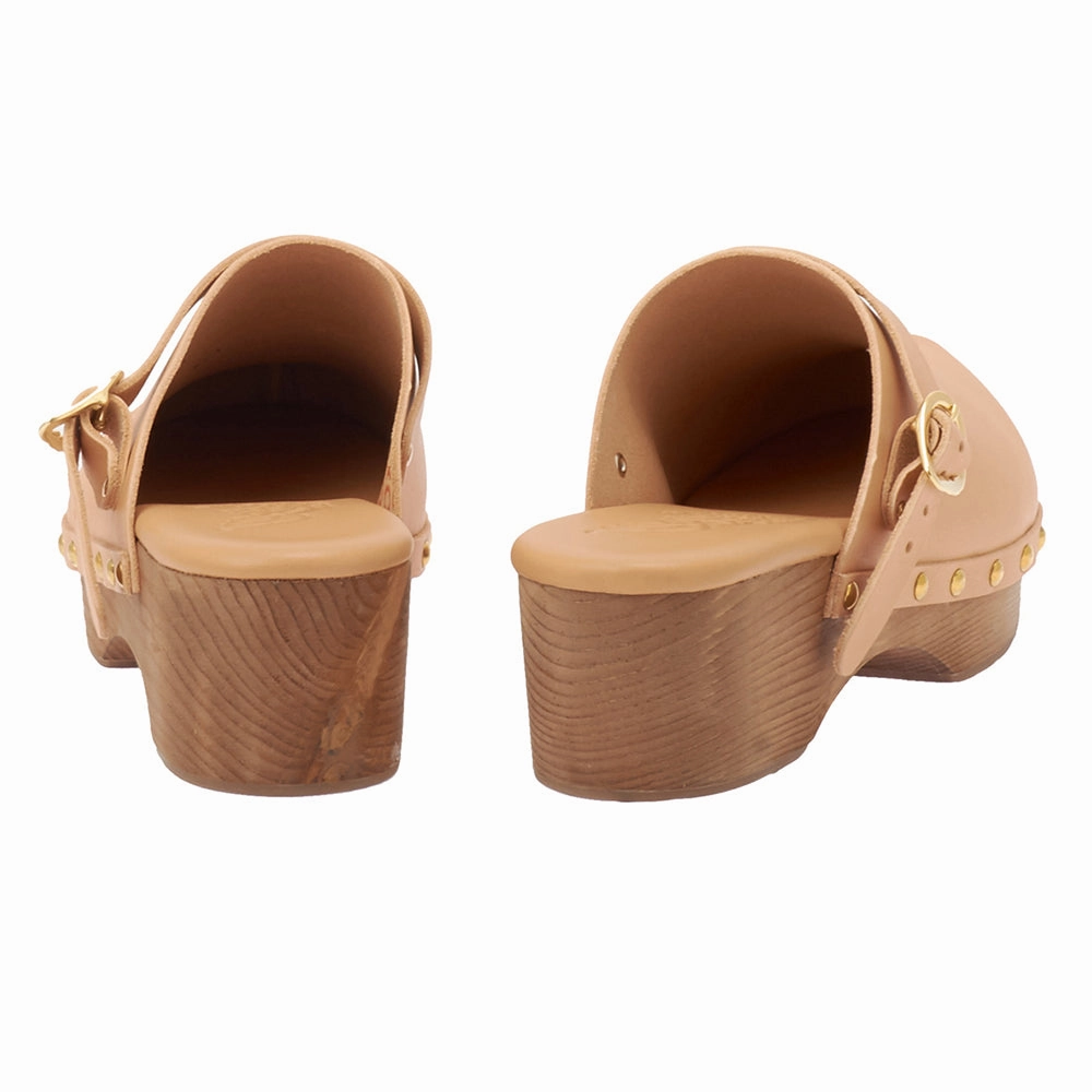 Classic Closed Clog Natural Comfortable Leather Sandals