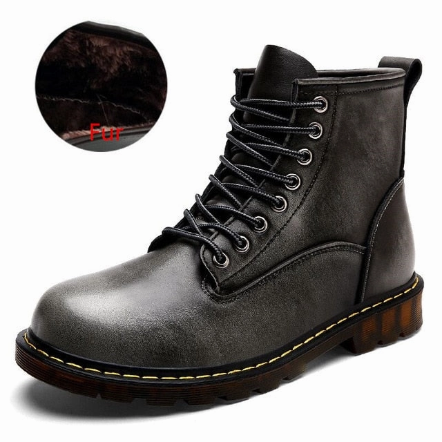 Vancat High Quality Genuine leather Autumn Men Boots Winter Waterproof Ankle Boots  Martin Boots Outdoor Working Boots Men Shoes Girls Rain Boots