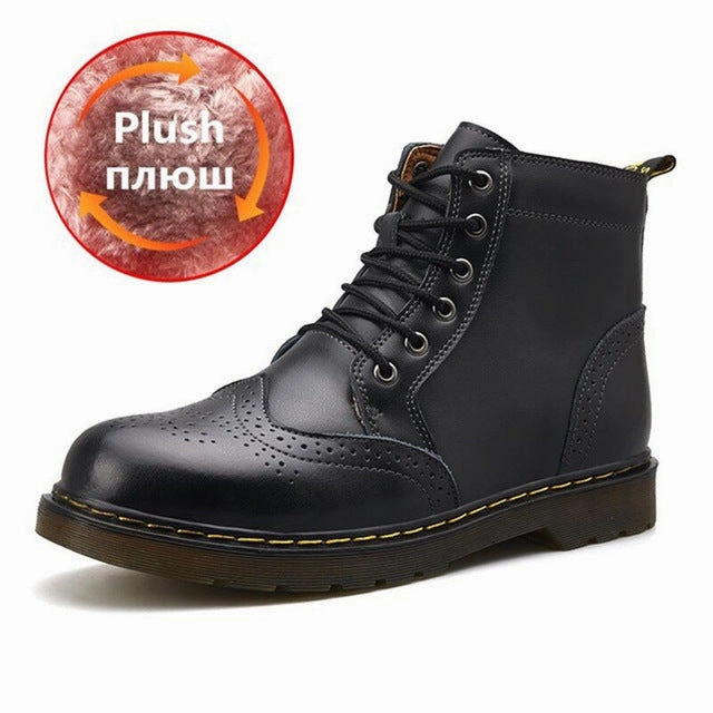 Vancat High Quality Genuine leather Autumn Men Boots Winter Waterproof Ankle Boots  Martin Boots Outdoor Working Boots Men Shoes Upland Boots