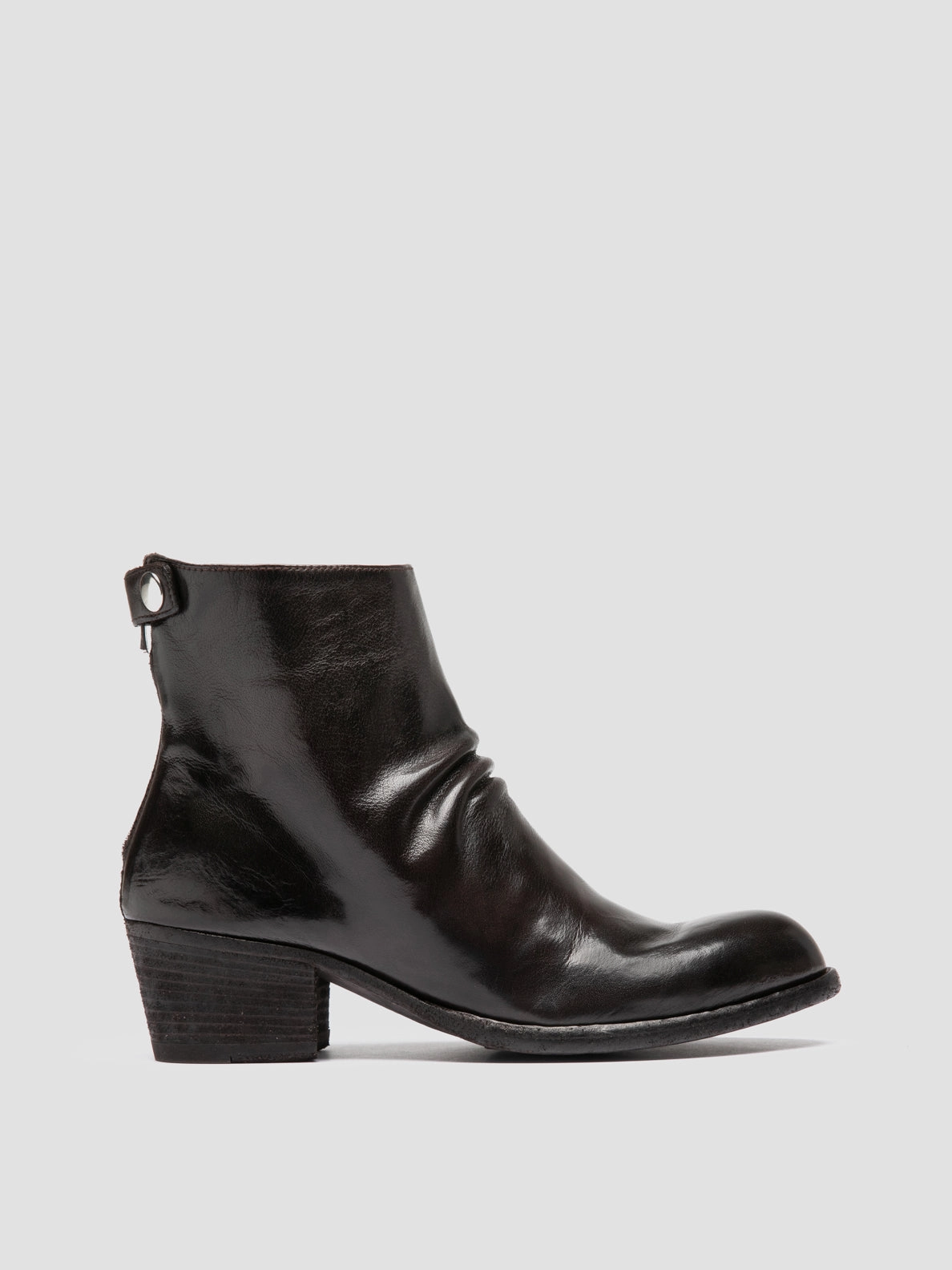 Western Boots For Wide Calves WADE 002 - Dark Brown Leather Zipped Boots