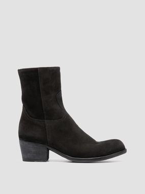 Bootie Wedge Boots WADE 003 - Black Suede Zipped Boots