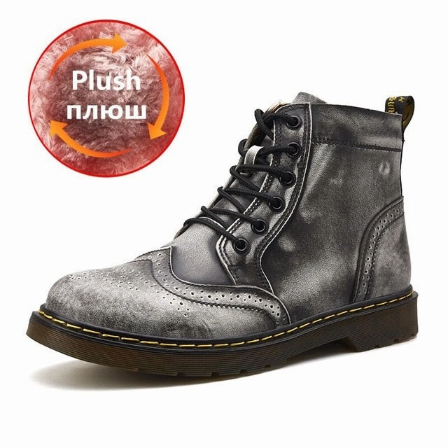 Flower Cowgirl Boots Vancat  High Quality Genuine Leather Men Boots Winter Waterproof Ankle Boots Martin Boots Outdoor Working Snow Boots Men Shoes