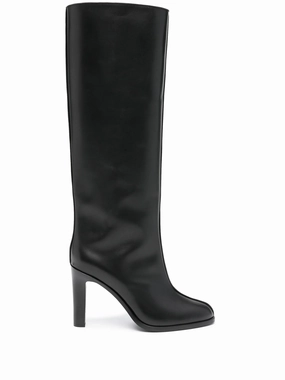 Dark Combat Boots 105mm leather knee boots