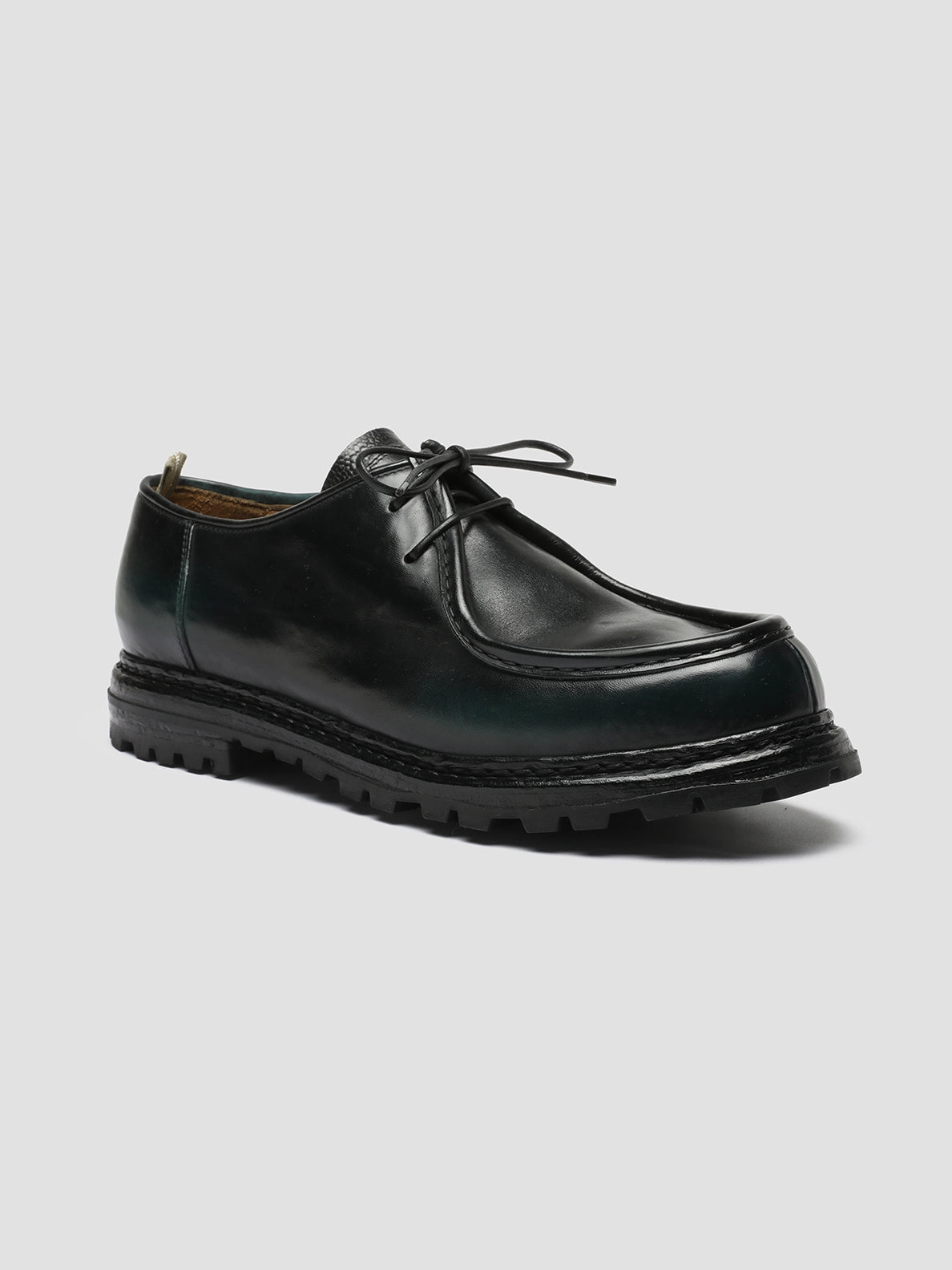 VOLCOV 009 - Dark Green Leather Derby Shoes Shop Boots Near Me