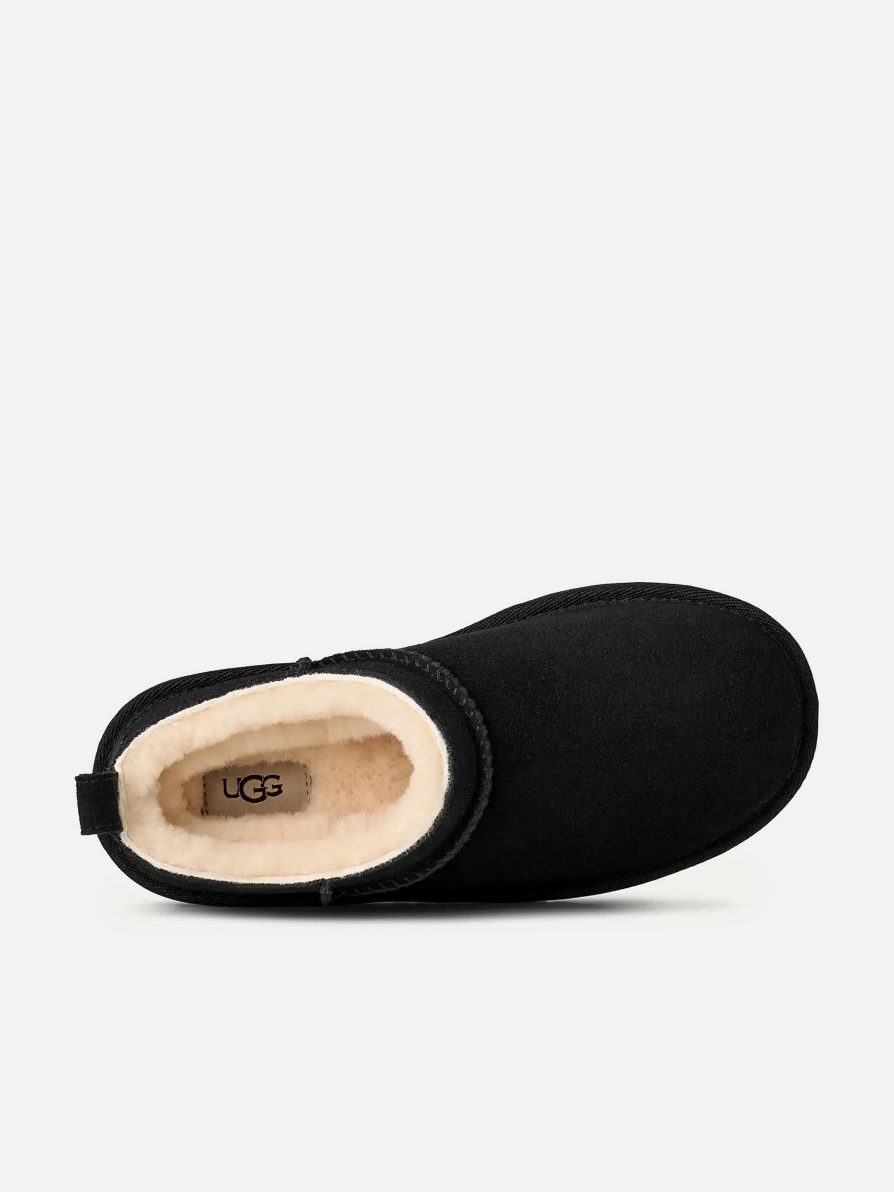 UGG Kids Classic Micro Slippers in Black Slippers Feathers
