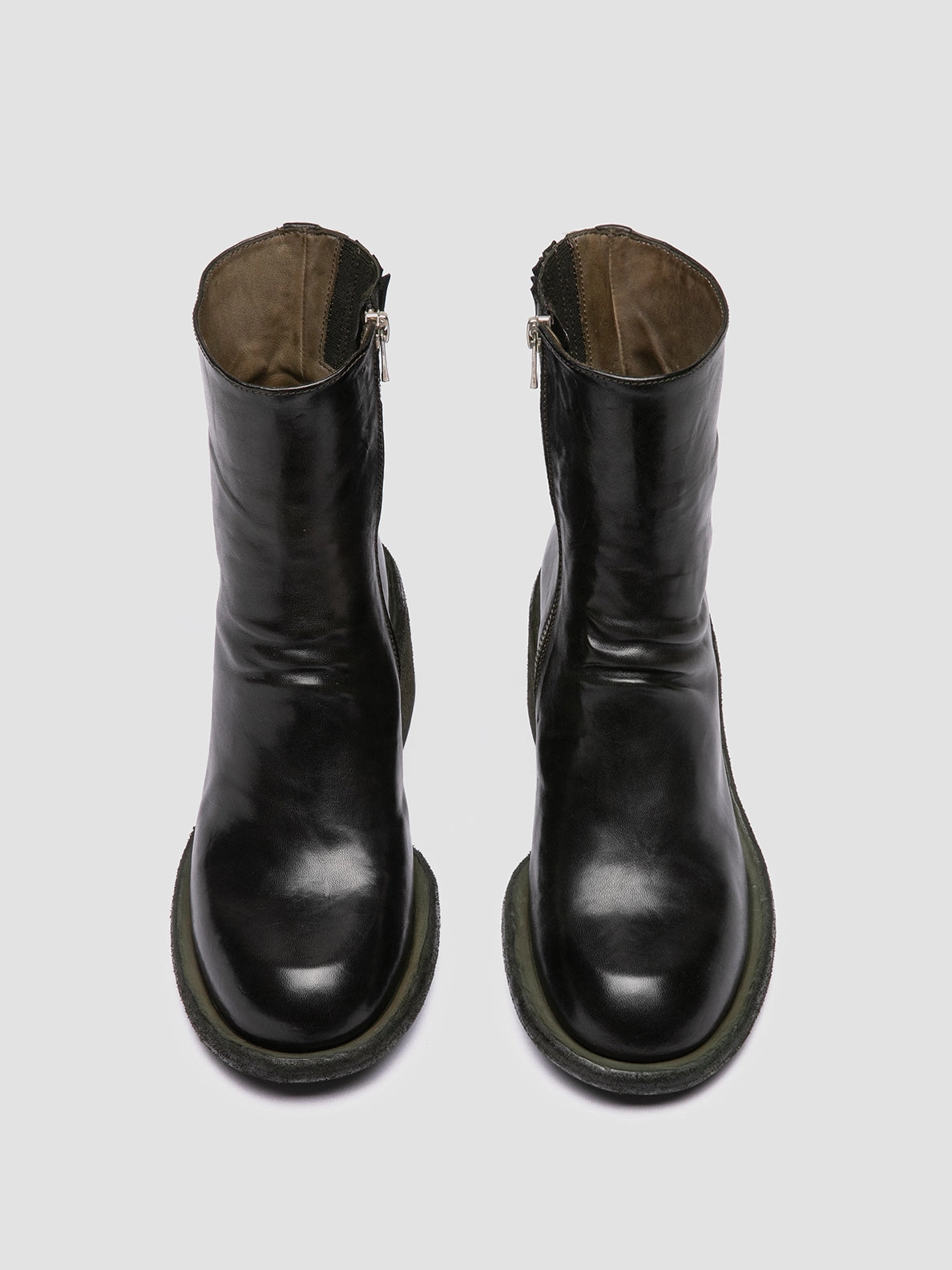 Hiking Boots Hiking WILDS 004 - Dark Green Leather Zipped Boots