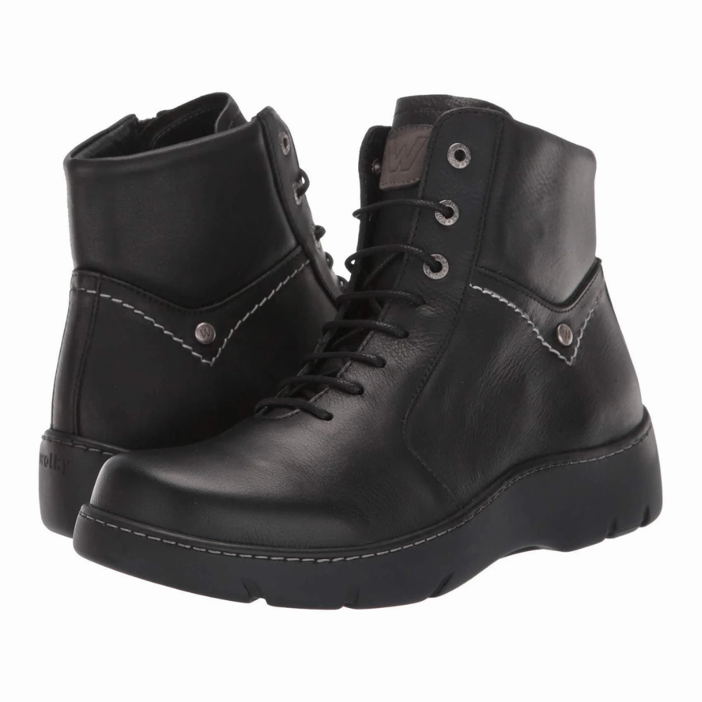 Boots Military Wolky Daydream Black Vegi Leather Boot (Women's)