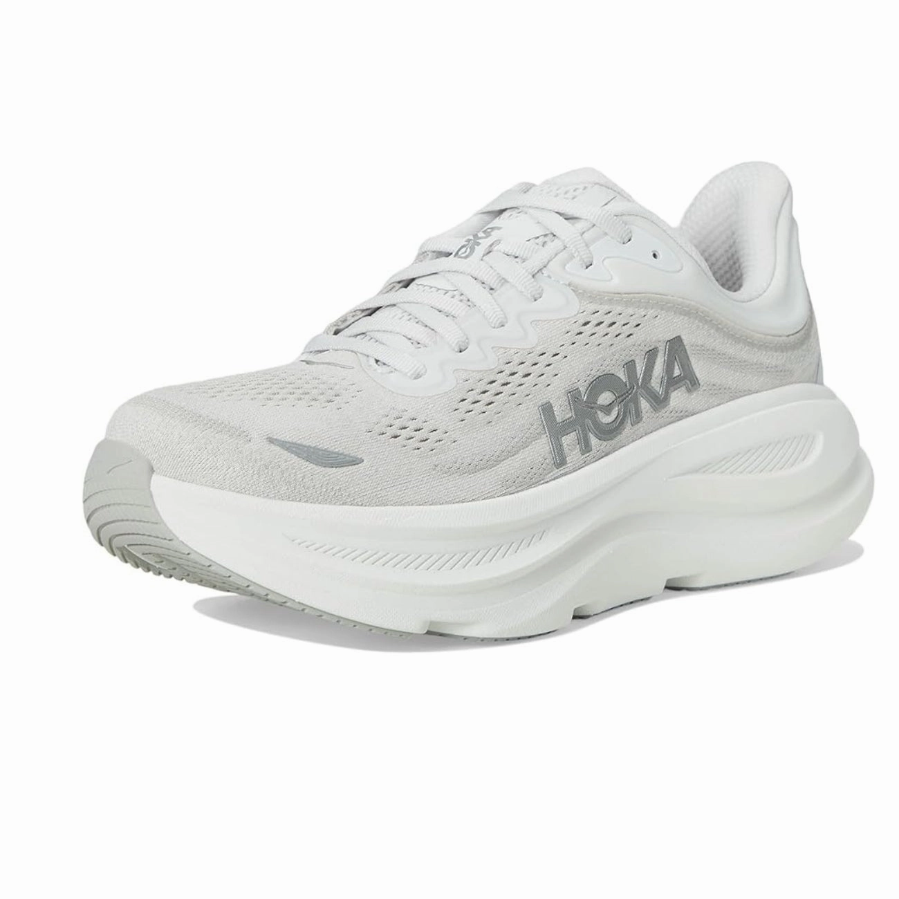 Women's - HOKA Bondi 9 Wide - Stardust/Silver Shoes Eugene