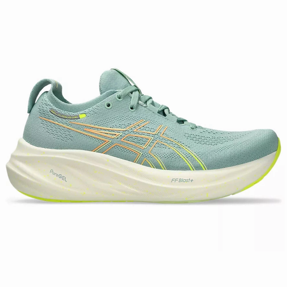 Asics Shoe Sizes Width Women's Asics Gel-Nimbus 26, Light Celadon/Safety Yellow, 9.5 B Medium