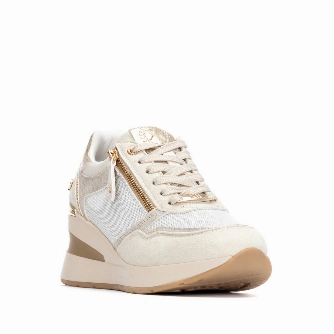 Women's Side Zipper Wedge Sneakers By XTI Rocker Bottom Sneakers