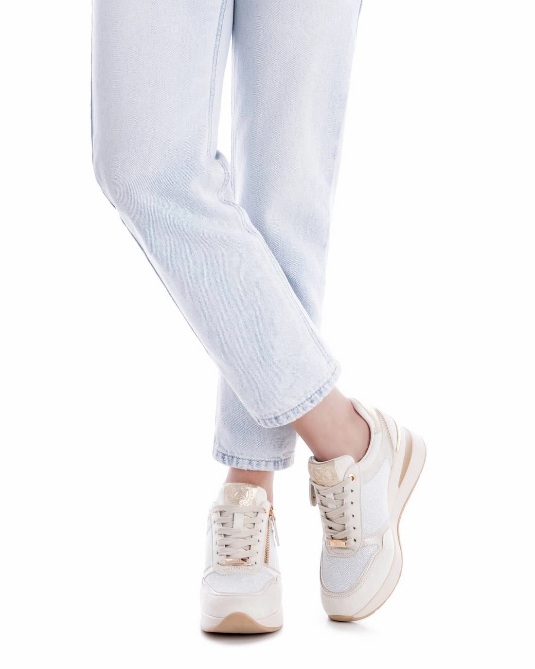 Women's Side Zipper Wedge Sneakers By XTI Shox Sneakers