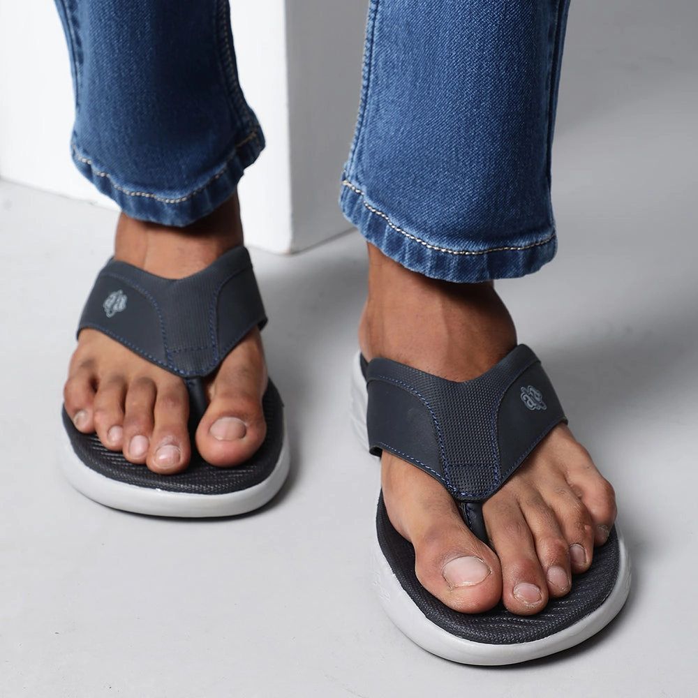 Non Slip Slippers For Elderly Woman Coolers Casual Navy Blue Flip-Flop For Men IMPACT-6 By Liberty