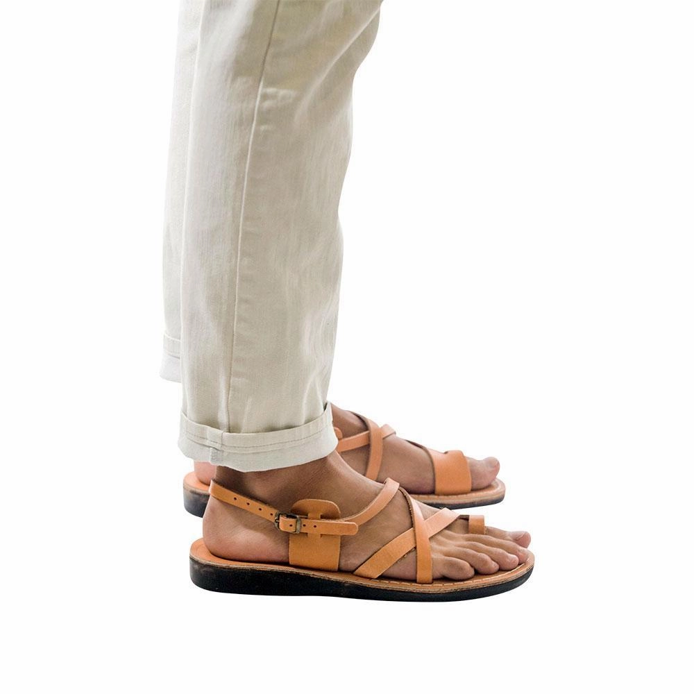 The Good Shepherd Buckle - Leather Toe Loop Sandal | Tan Sandals Platform Slides