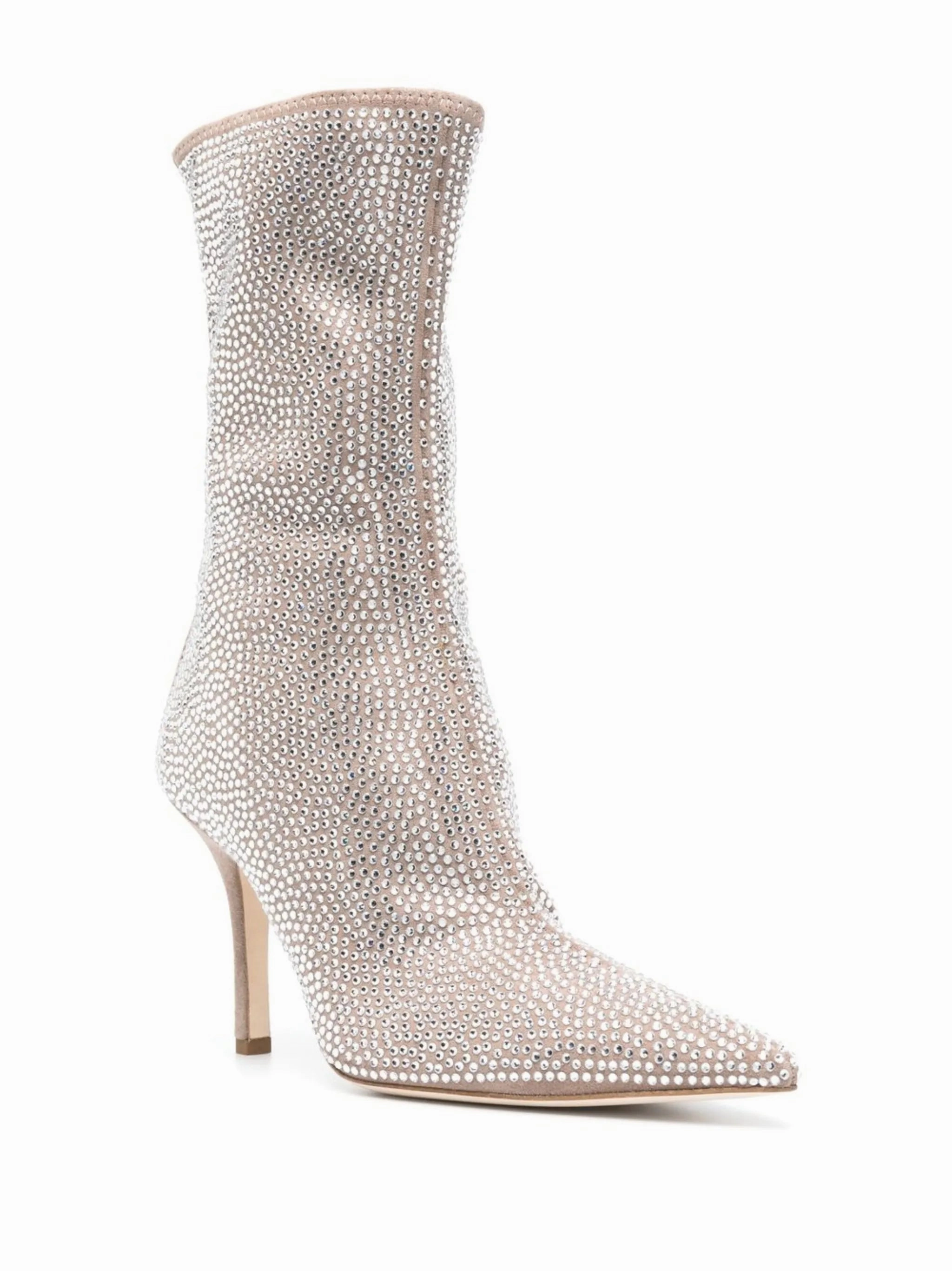 crystal-embellished 105mm pointed boots David Tate Boots