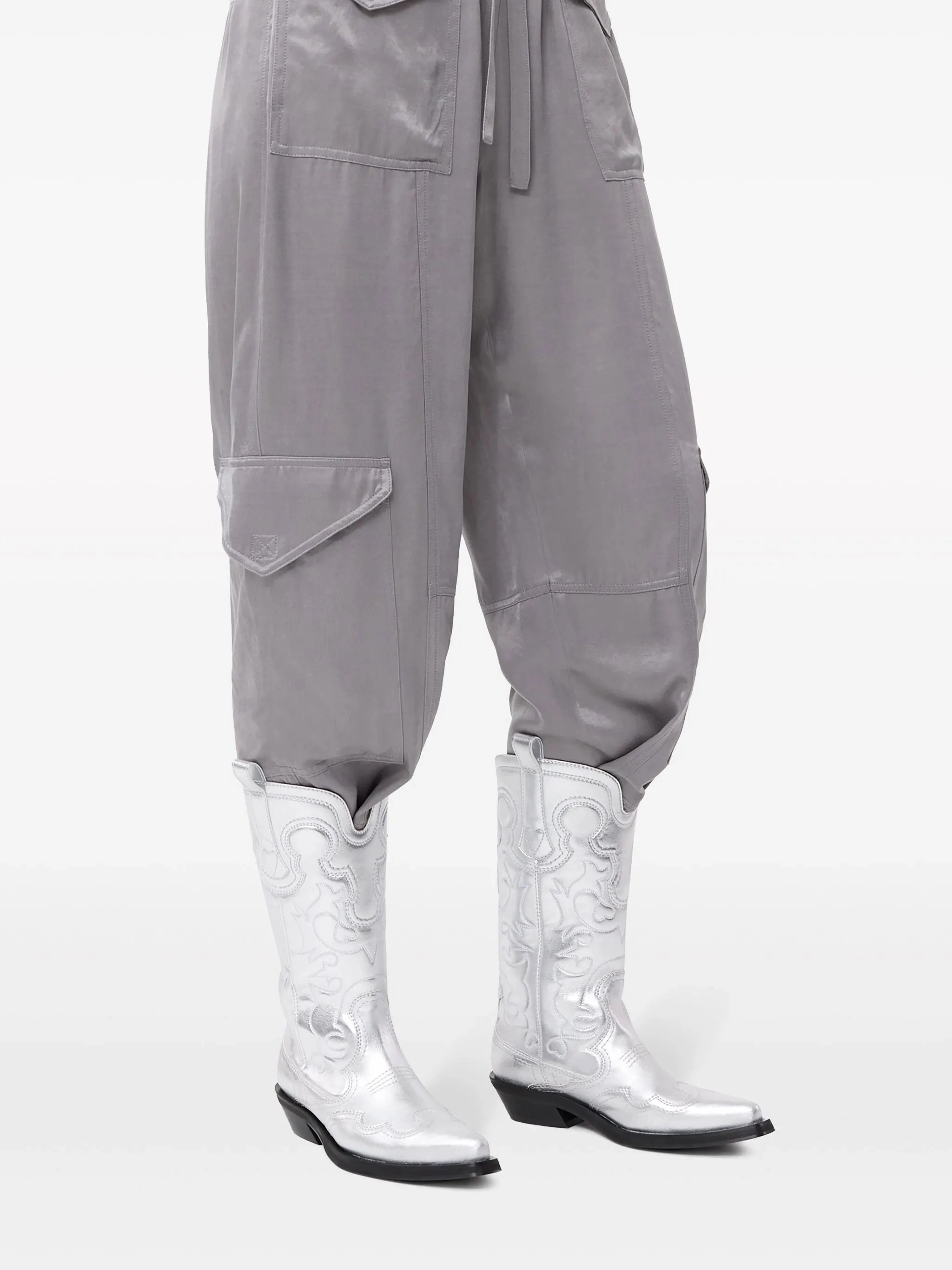 40mm metallic leather Western boots Above The Knee Boots