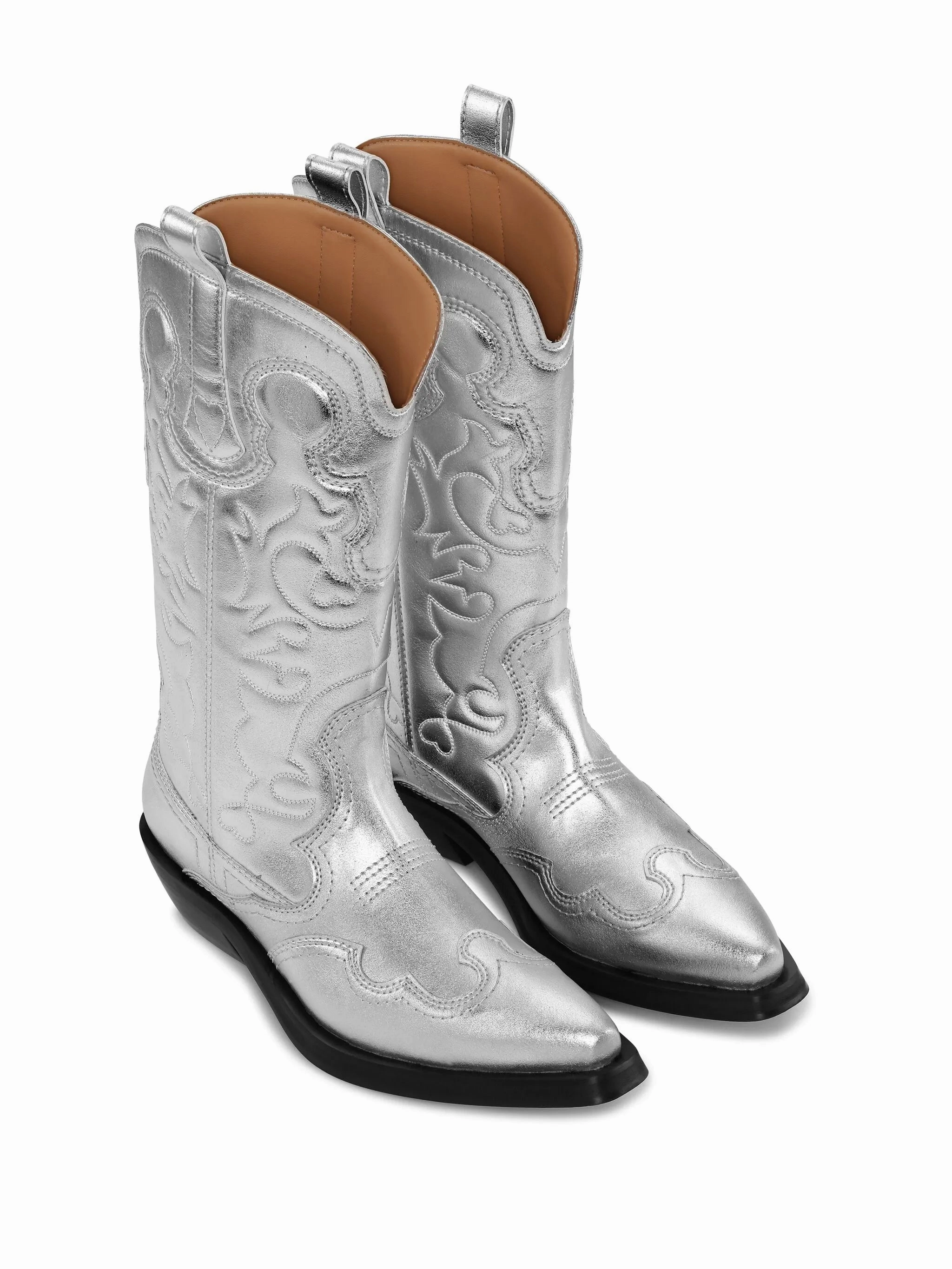 40mm metallic leather Western boots Cheap Square Toe Boots